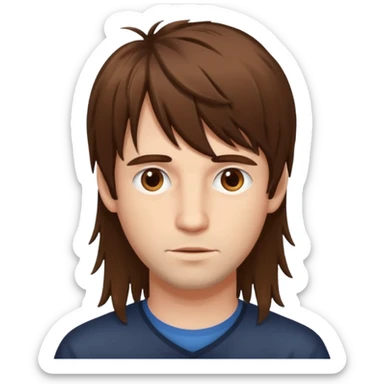 Man with long messy fringe sticker