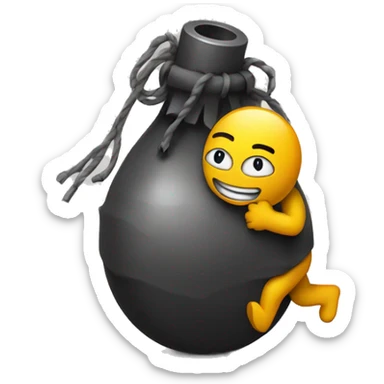 happy emoji hugging a bomb sticker