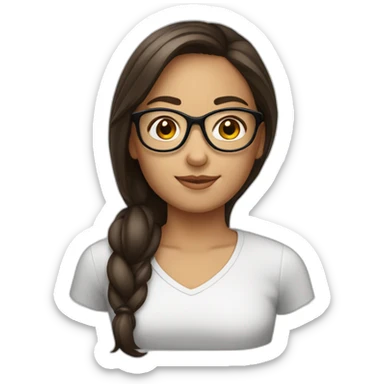 Fille brune avec lunette blanche sticker