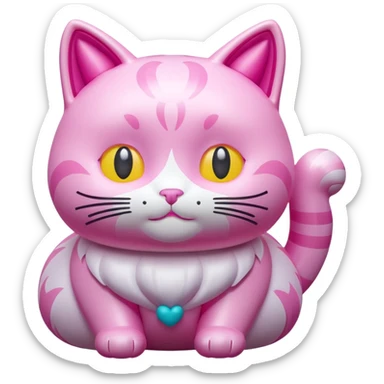 rococo kawaii style inflatable pink puffy cat sculpture  sticker