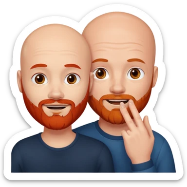 White Bald man with red beard touching face white girl black hair  sticker