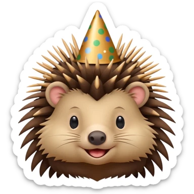 cute porcupine in a festive party hat sticker