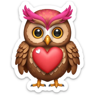 Owl holding hearts sticker