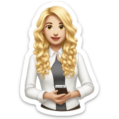 Mulher cabelo loiro longo blusa branca iPhone sticker