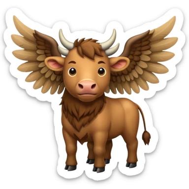winged ox emoji light brown body visible too wings on the shoulders only 4 legs sticker