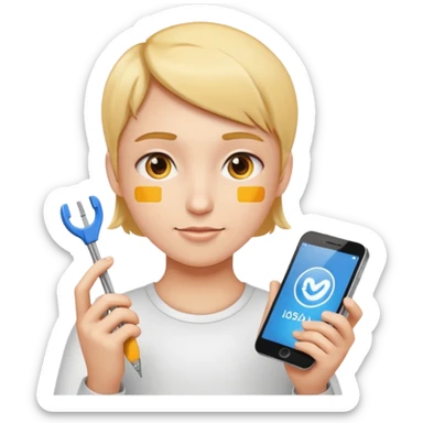 person measuring social media metrics, modern, clear, emoji style sticker
