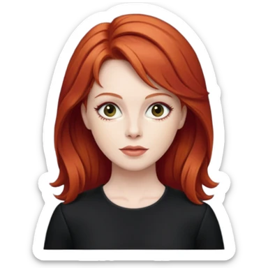 Lee Purcell with red hair, black outfit sticker