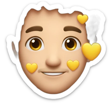 Man face with hearts in his eyes, he looks so much in love sticker