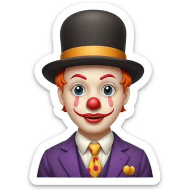 Clown in bowler hat & long tie sticker