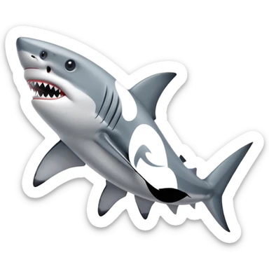 a shark with nike showes sticker