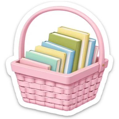 Pastel pink pastel yellow pastel blue and matcha colored books in a basket sticker