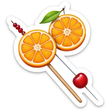 orange slice and cherry on a skewer sticker
