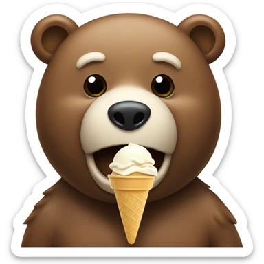 Bear eating ice cream sticker