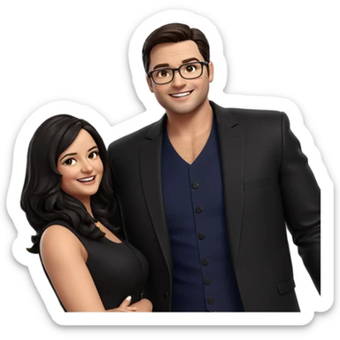 happy couple in formal attire sticker