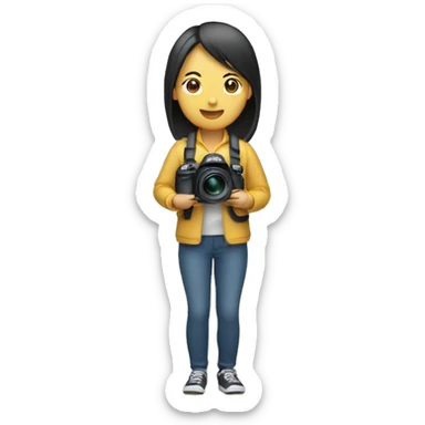 asian woman holding a nikon camera sticker