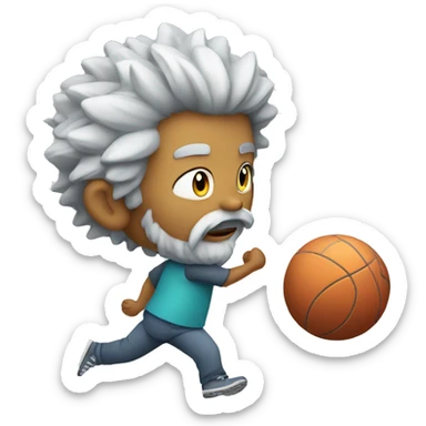 boy with gray beard  and hair kicking virus as ball sticker