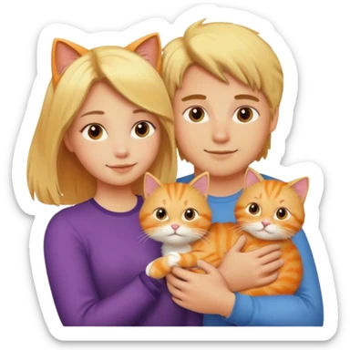 blond-hair-girl-and-blond-hair-man-and-orange-cat sticker
