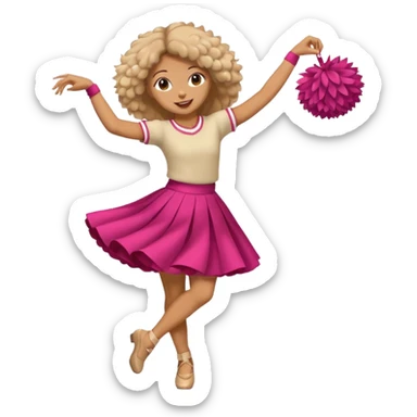 turtle girl dancing with skirt holding   pompom sticker
