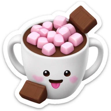 Hot chocolate with pink marshmallows  sticker