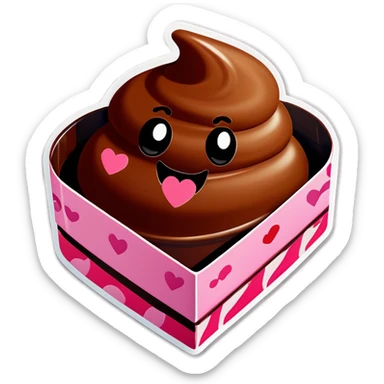 poop emoji valentines chocolate box sticker