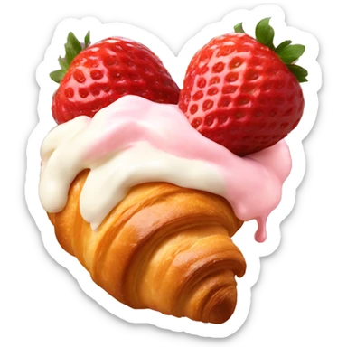 Croissant with strawberries and cream sticker
