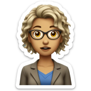 Nervous and anxious female teacher with messy hair sticker