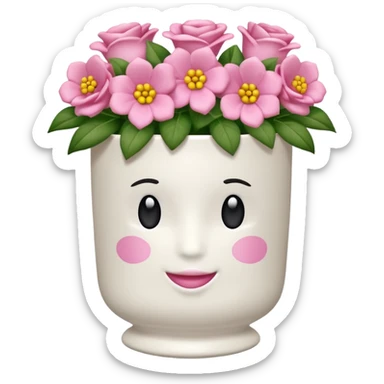 vaso branco com laço rosa sem flores sticker