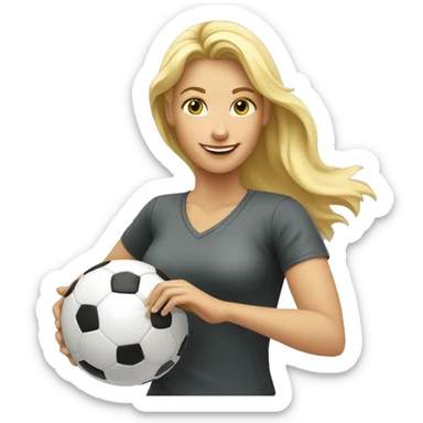 blond woman spinning a soccer ball on her hands sticker