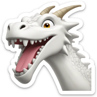 white dragon, apple animoji style, just head, smiling with tongue out sticker
