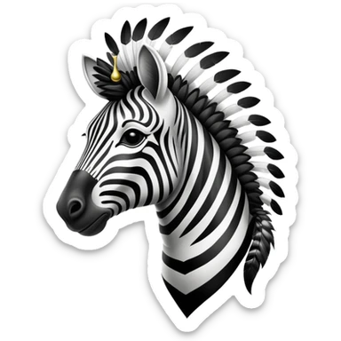 Vintage circus zebra wearing circus feathers sticker