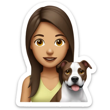 brunette girl and her pitbull sticker