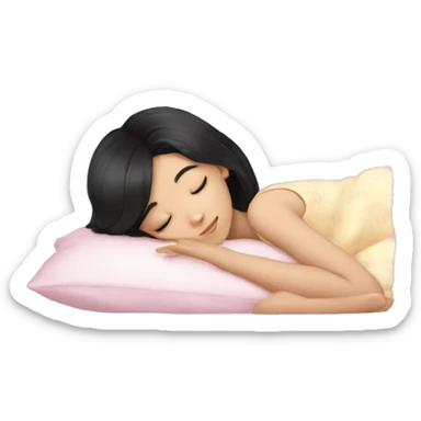 Coquette teenage cute asian black hair girl sleeping  sticker