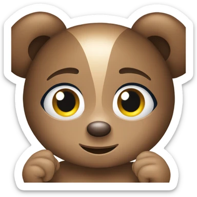 Teddy bear emoji as a female with blueberries in her hands. Girl has brown hair sticker