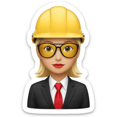 black suit red tie with yellow helmet woman and sunglasses sticker