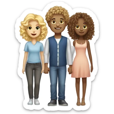 Curly hair guy with blonde girl couple  sticker