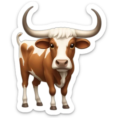 bull, Texas Longhorn with solid face, brindle, long long long long horns, full body sticker