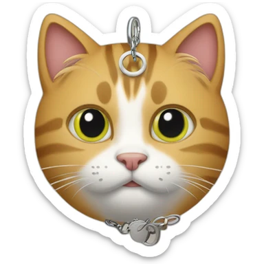Cat with a keychain sticker