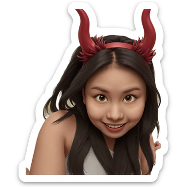 smiling girl with horns indoors sticker