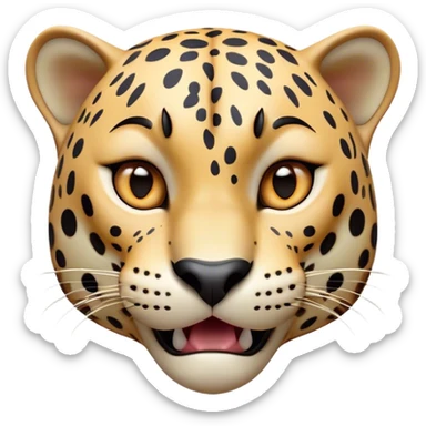 Cinematic Comical Jaguar Portrait Emoji, Head tilted dramatically with an exaggeratedly shocked expression, featuring a sleek, agile form with bold spotted patterns and wide, comically expressive eyes full of humorous disbelief, Simplified yet hilariously expressive features, highly detailed, glowing with a slightly sassy wild glow, high shine, dramatic yet playful, stylized with an air of quirky feline attitude, soft glowing outline, capturing the essence of a meme-worthy jaguar that appears ready to side-eye its way into viral fame instantly! sticker