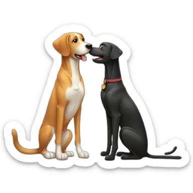 Tall dog small cat looking at each other sticker