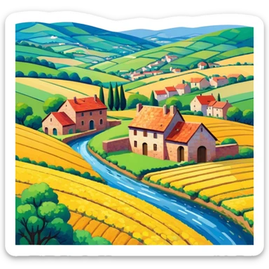 spam art slop french countryside landscape sticker