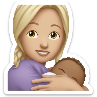 white mom holding little baby sticker