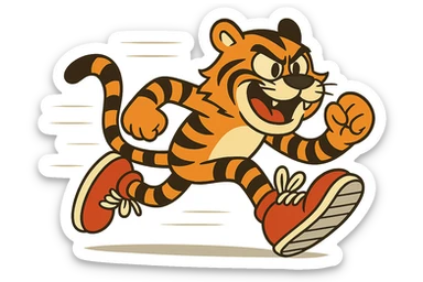 Remove the background so the tiger is on a transparent background, keep the cartoon style and speed effect. Maintain the cartoon style with dynamic speed lines and motion blur effect around the tiger. sticker