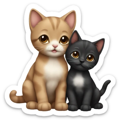 Cute Kitten best friends black and brown  sticker