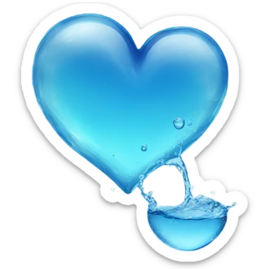 Blue clear Heart made out of water  sticker