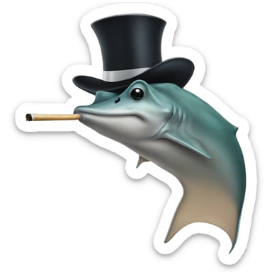 Stingray smoking in a top hat  sticker