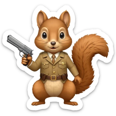  squirrel with pistol  sticker