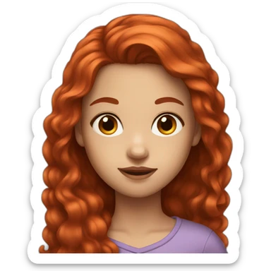 girl with dark Brown eyes and long red hair sticker