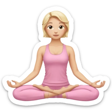 blonde yoga girl light pink clothes n sticker