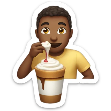 Dereck  eat a flan with Milk shake sticker